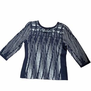 Nic + Zoe blue and white striped sweater